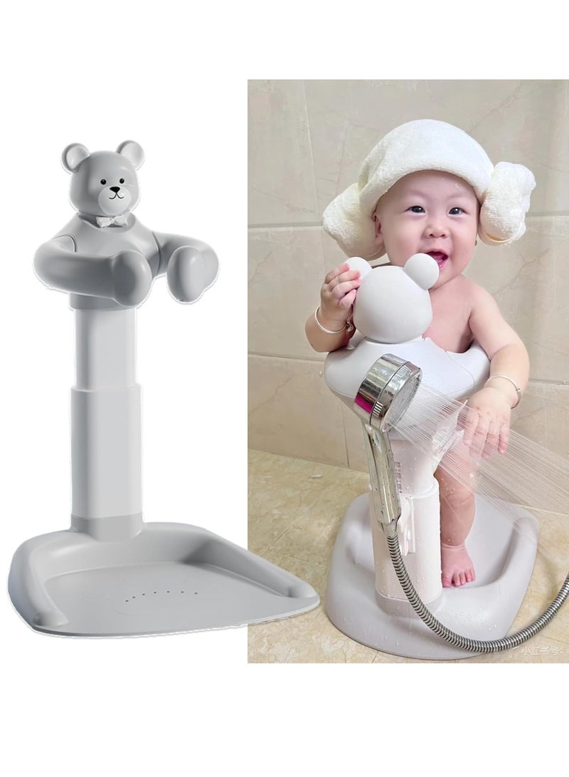 ميكسد كرتون الطفل دش الوقوف، دعم حمام الدب المضاربة، مساعد حمام محمول للأطفال الرضع الصغار - سهلة الاستخدام، معونة حمام الطفل الدائمة لـ 8M-36M - Image 1